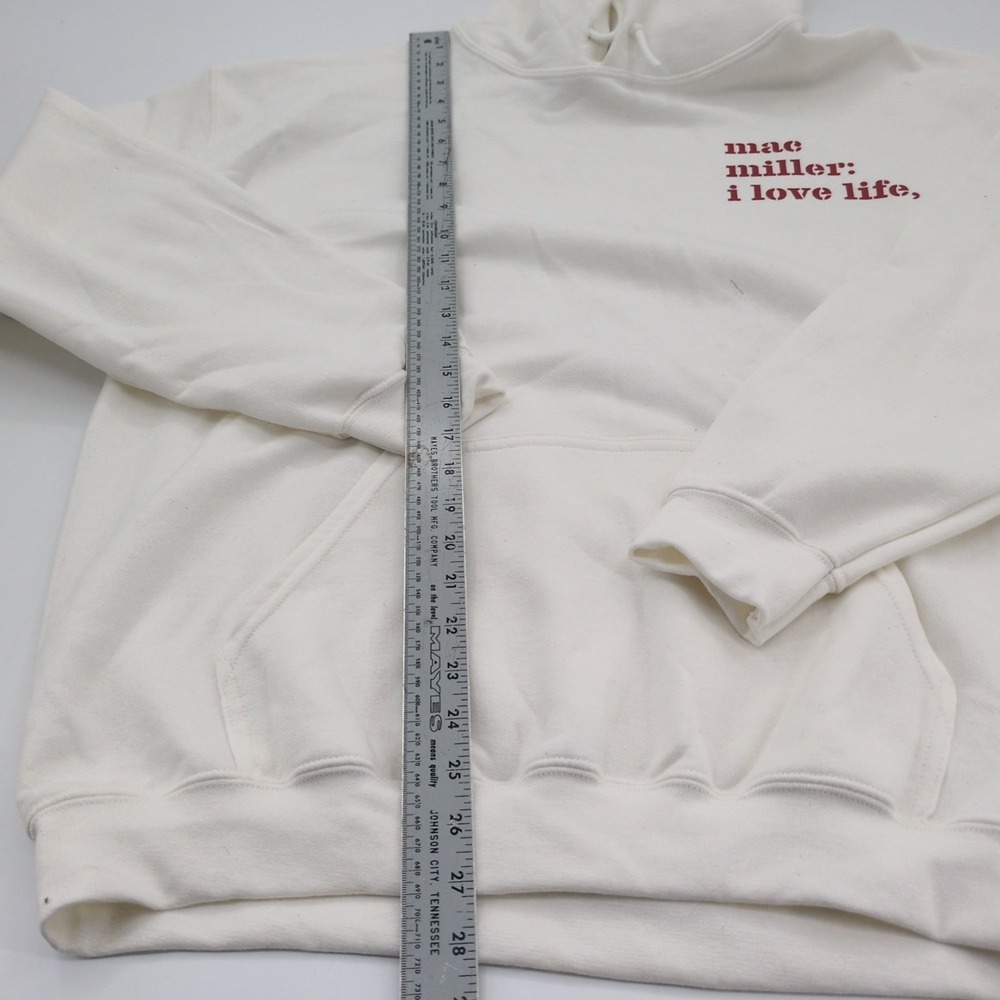 Mac Miller I Love Life Thank You Hoodie Size L Cream White ILLTY Mixtape Merch - Picture 4 of 6